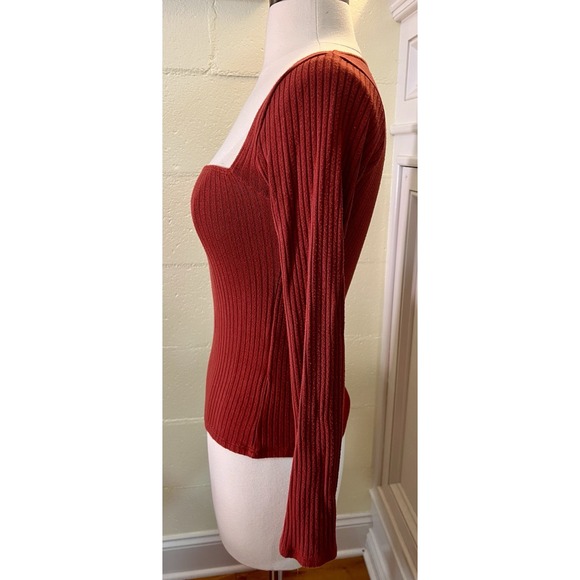 Reformation Long Sleeve Bethany Top in Rust Size XS - Picture 3 of 9